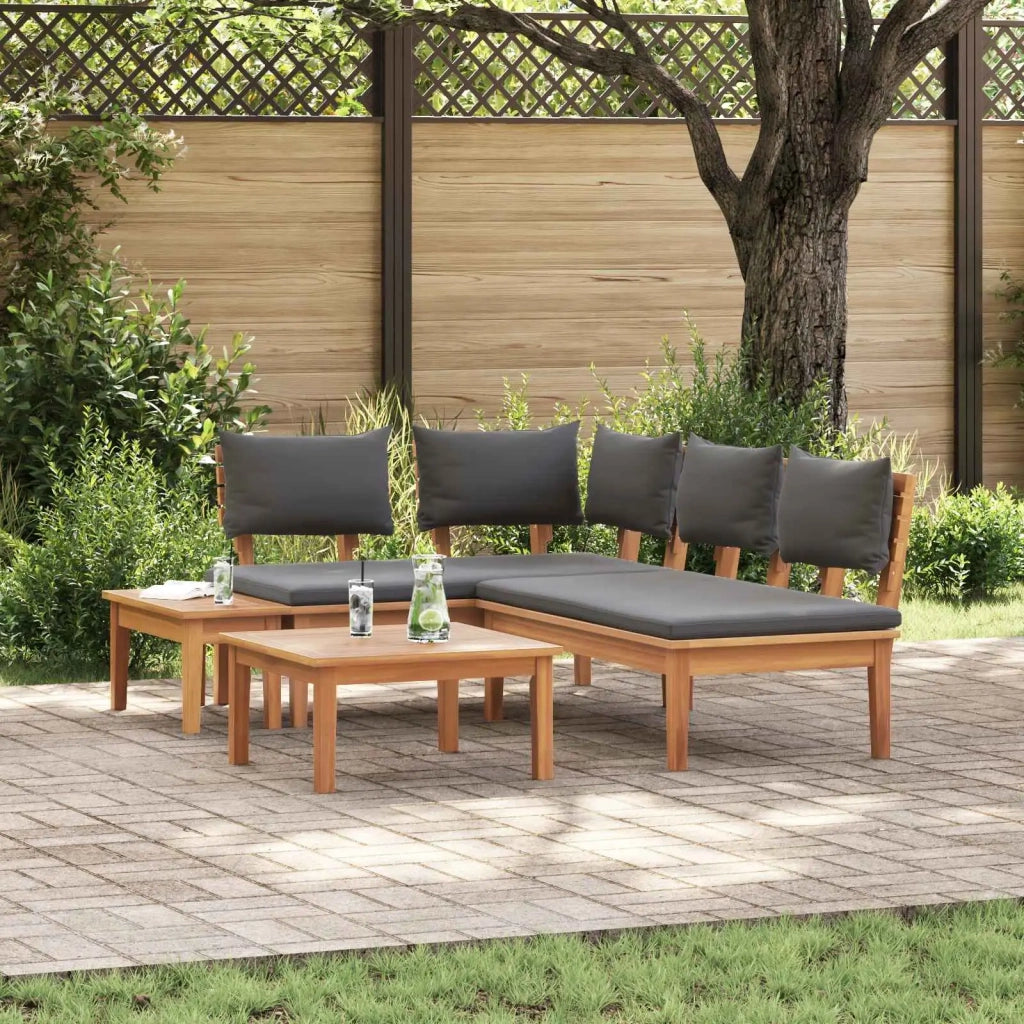 Set Divano da Giardino 4 pcs Marrone e Grigio