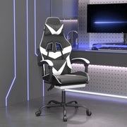 vidaXL Sedia da Gaming Girevole Poggiapiedi Nero e Bianco Similpelle