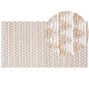 Tappeto Beige Iuta e Misto Cotone 80 x 150 cm Motivo Geometrico Intrecciato a Mano