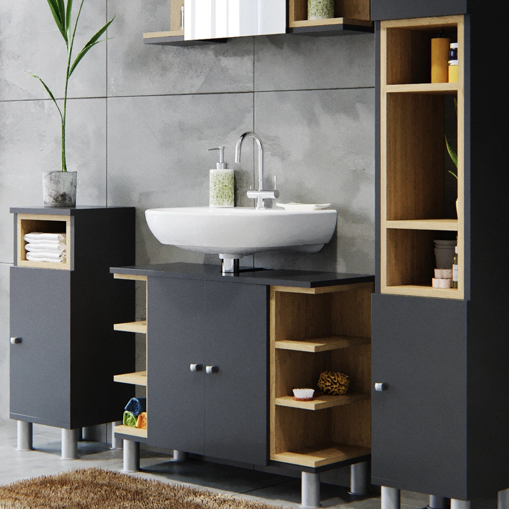 Vicco Set mobili bagno Antracite 4 parti