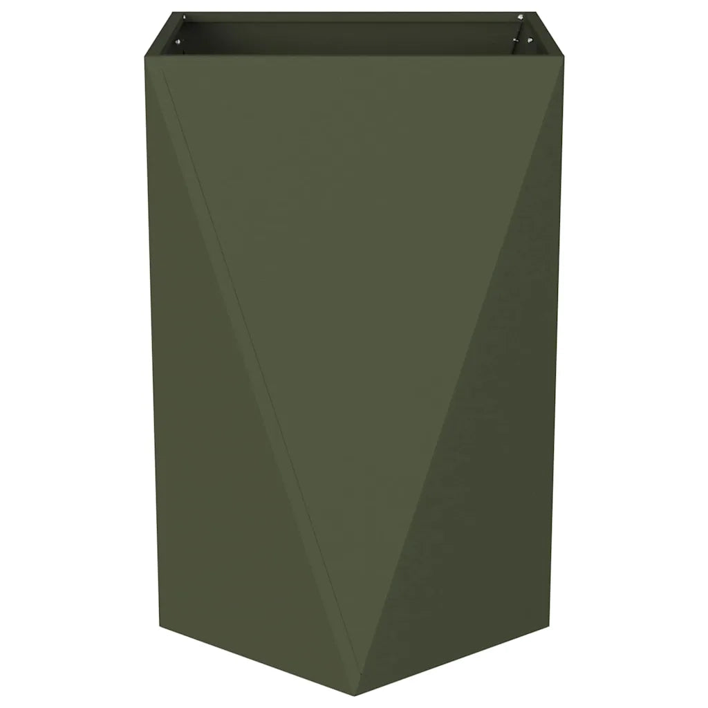 Fioriera | Cassetta per fiori | Vaso Verde oliva 50 x 50 x 75 cm Acciaio