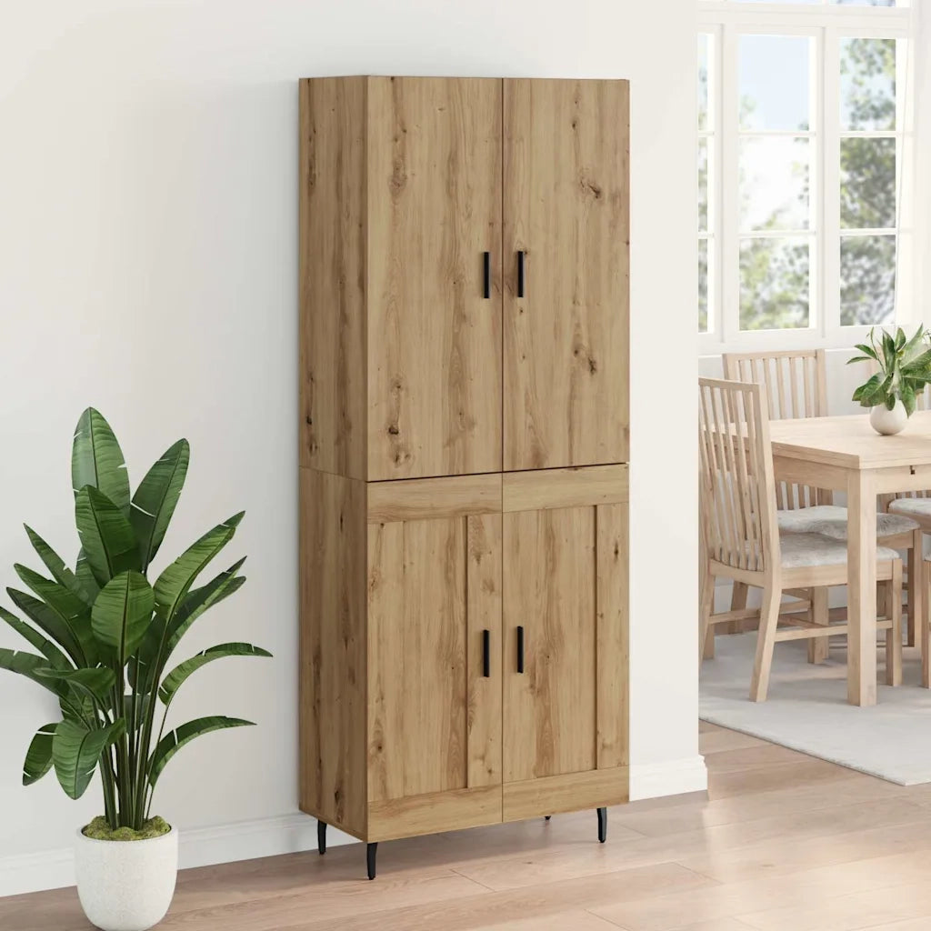 Credenza 2 pcs Rovere artigianale Legno Stratificato e Vetro 3415917