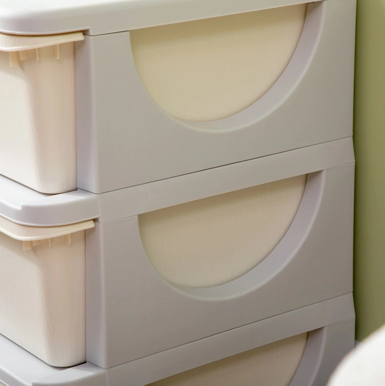 Mobile contenitore per bambini con 3 cassetti estraibili bianco crema