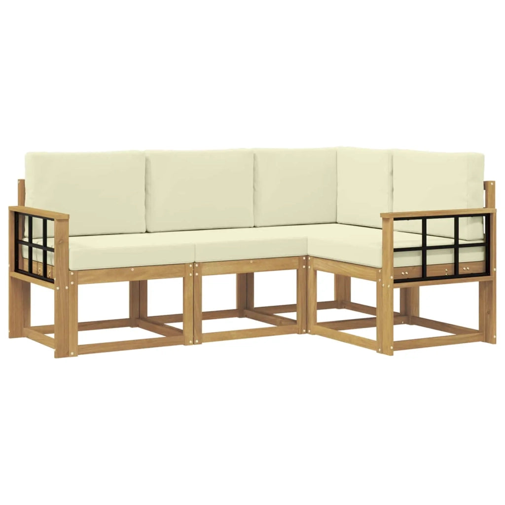 Set di divani da esterno con cuscino 4 pcs Bianco e Crema 3387569