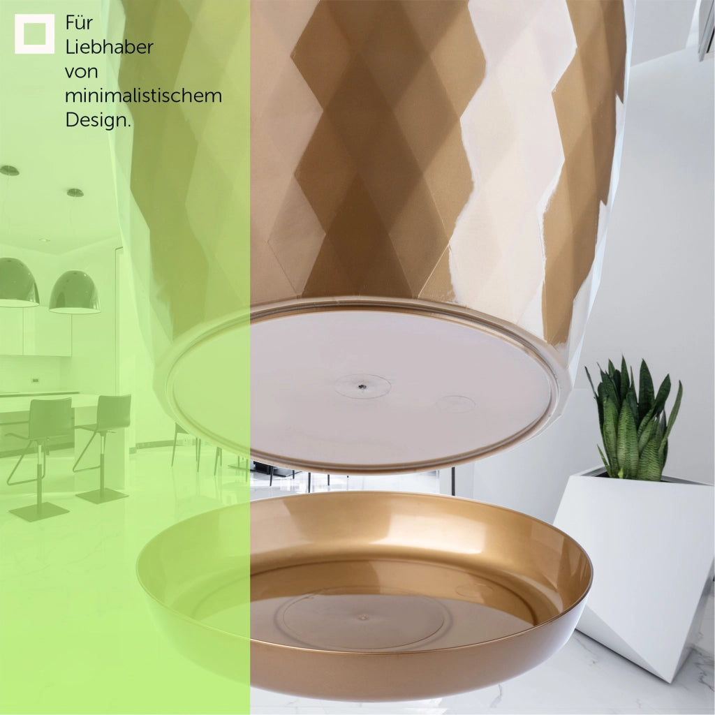 Vaso da fiori in plastica KADAX con supporto, coprivaso, 20 cm, oro, Kadax