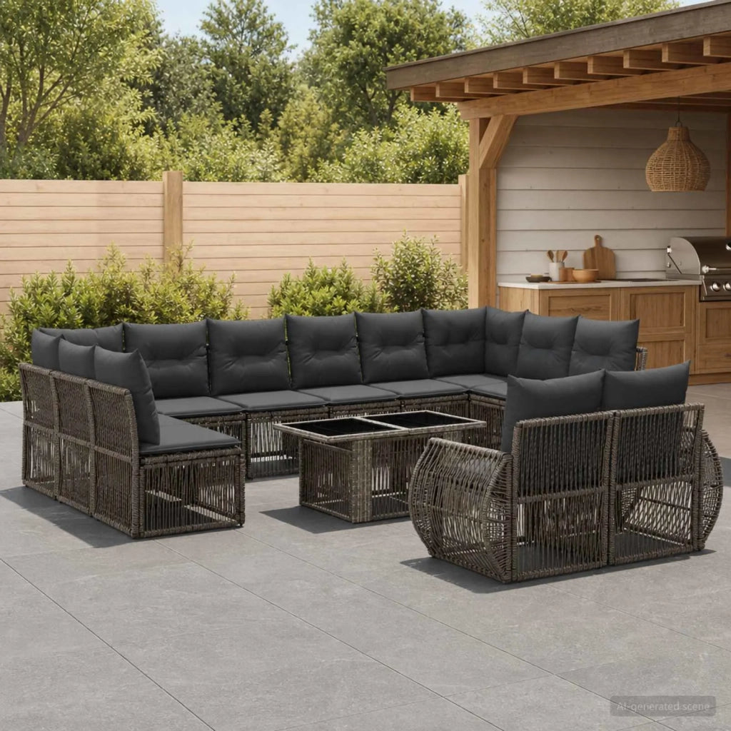 Set Divano da Giardino 13 pz Grigio e Grigio Scuro polyrattan 3437012