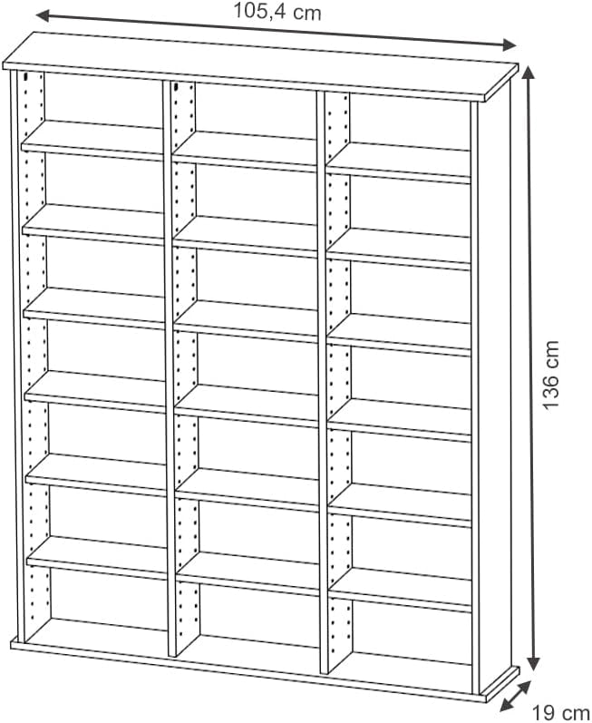Scaffale porta cd Jukebox, Sonoma, 105.4 x 136 cm, adatto per uso da appoggio o a parete