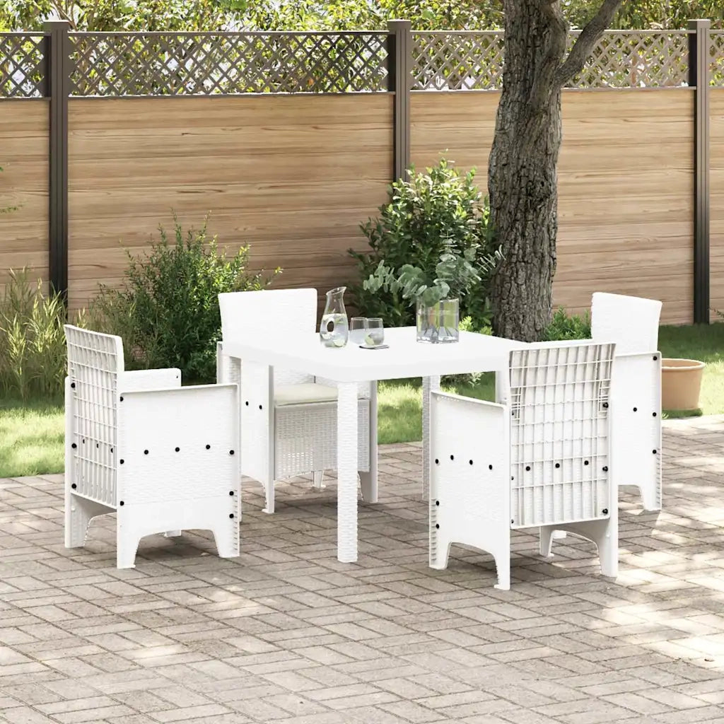 Set da Pranzo per Giardino 5 pcs Bianco Polipropilene