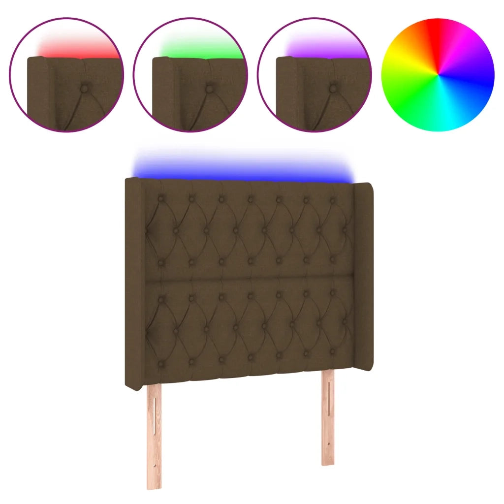 Testiera a LED-Testata con LED Marrone Scuro 93x16x118/128 cm in Tessuto 103988