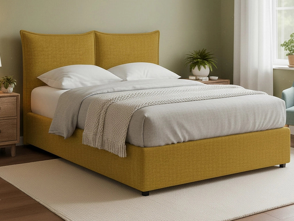 Wetherby, Letto Matrimoniale Sfoderabile Made in Italy, Giallo Ocra