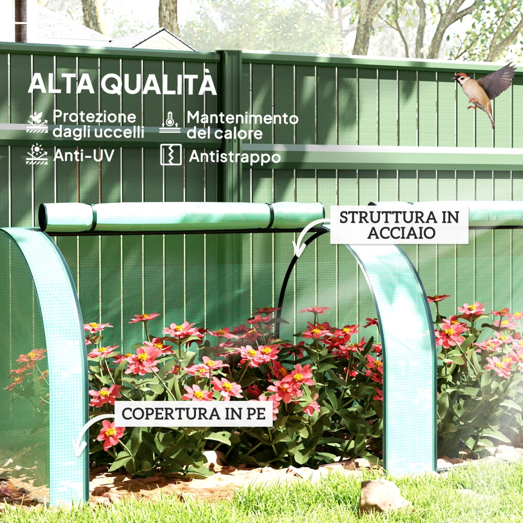 Serra da Giardino Tunnel ¨C Zephmum ¨C Acciaio Plastica PP Verde 3x1x0.8 m