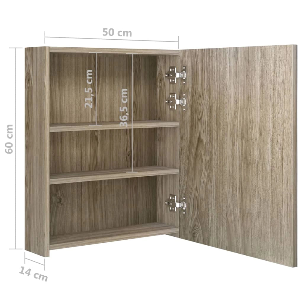 Mobile da bagno con specchio LED 50 x 14 x 60 cm rovere 02_0006590