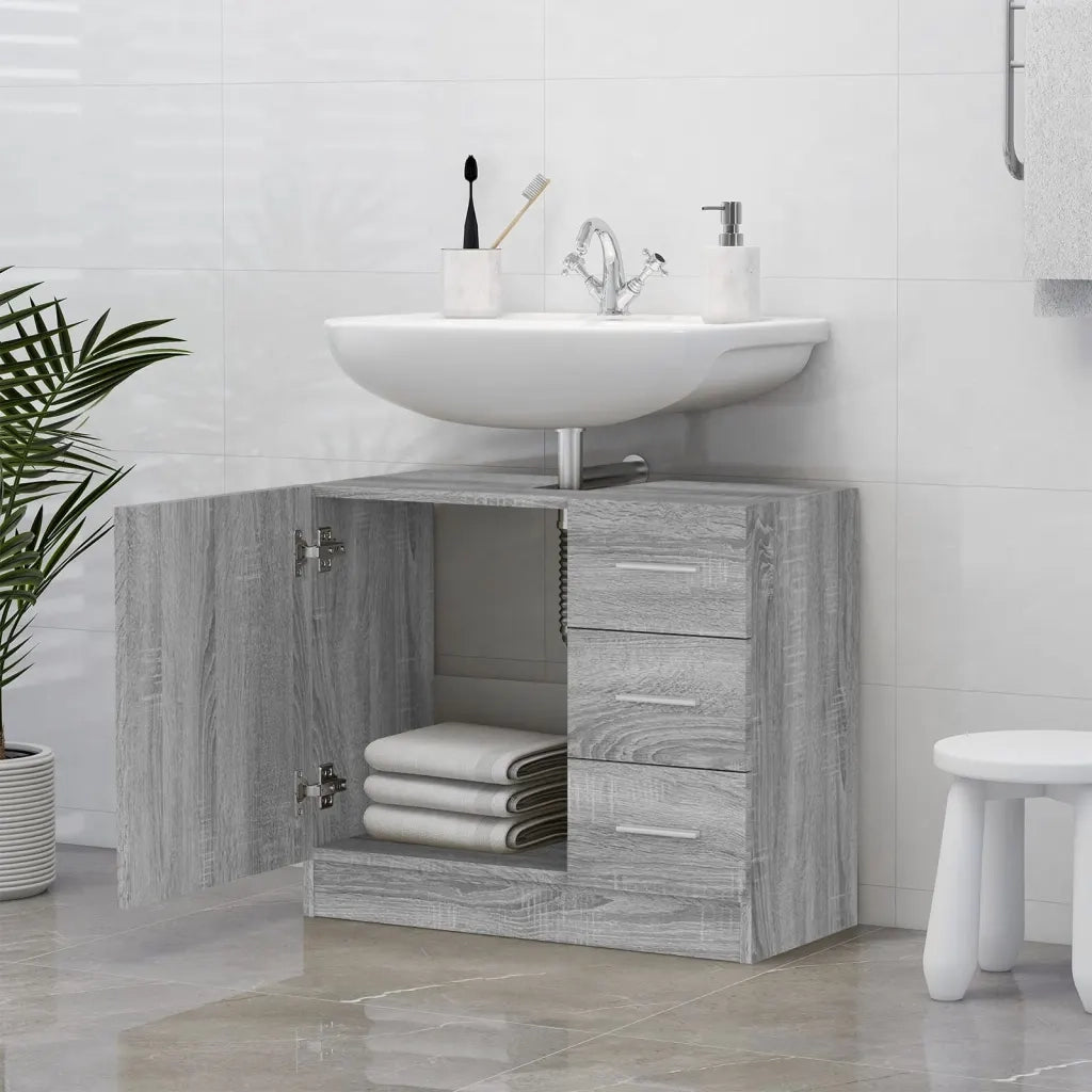 Mobile Lavabo Grigio Sonoma 63x30x54 cm in Legno Multistrato 815631