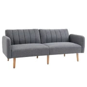 Divano Letto 2 Posti a 1 Piazza con Schienale Reclinabile in Tessuto 173x75x73cm - Grigio