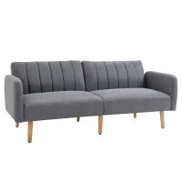 Divano Letto 2 Posti a 1 Piazza con Schienale Reclinabile in Tessuto 173x75x73cm - Grigio