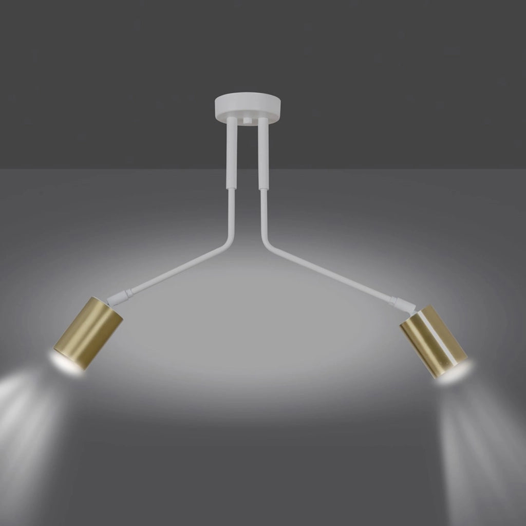 Plafoniera Minimal Tenjin Acciaio Bianco 2 Luci Gu10 Ip20
