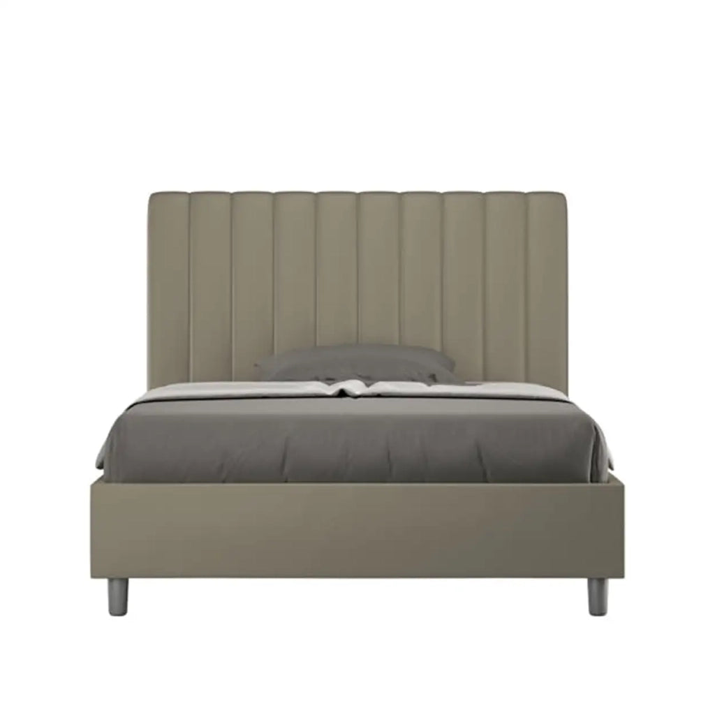 Letto una piazza e mezza contenitore imbottito 120x210 similpelle cappuccino Agueda