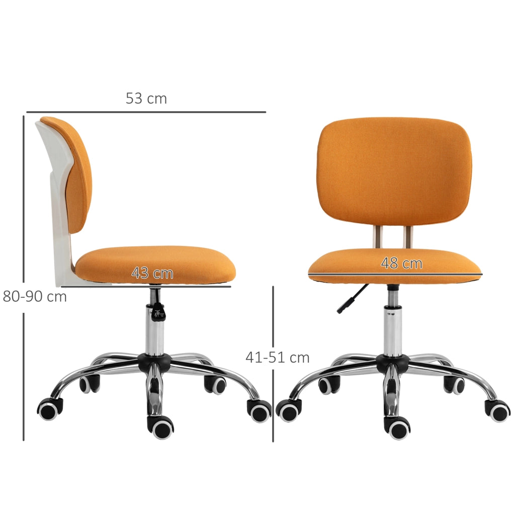 Sedia da Ufficio Girevole Imbottita in Tessuto con Altezza Regolabile ¨C zephmum ¨C Arancione 48x53x80-90 cm