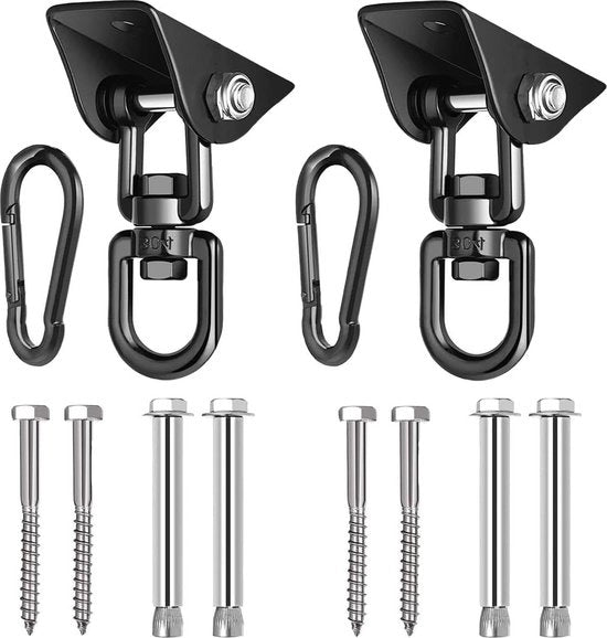 Hanger per soffitto in acciaio inossidabile per sacchi di boxe - 2 pezzi - 450 kg di capacità di carico - 360° girevole - Sedile oscillante per yoga