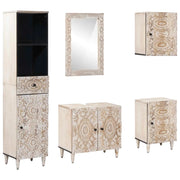 Set di mobili per il bagno 5 pcs Bianco Legno di mango massello