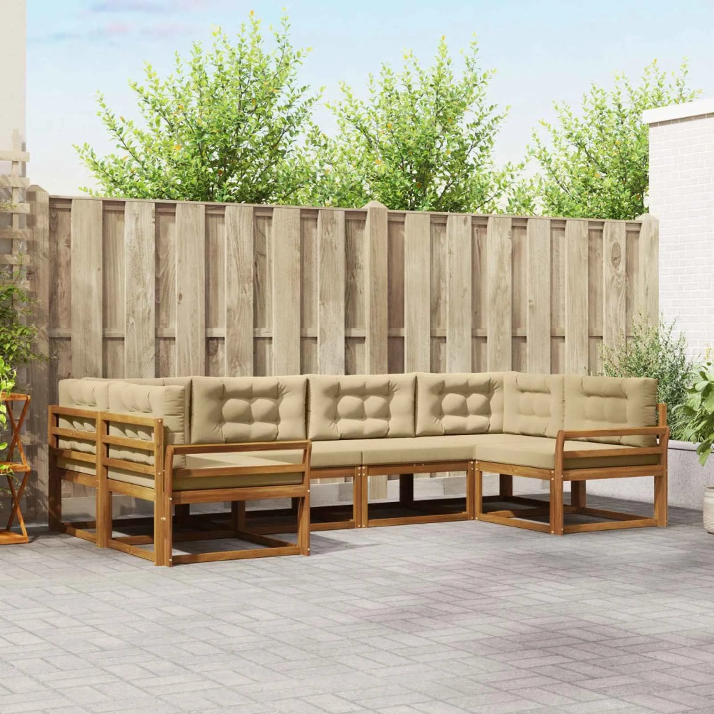 Set di divani da esterno con cuscino 6 pcs Naturale e Beige