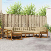 Set di divani da esterno con cuscino 6 pcs Naturale e Beige