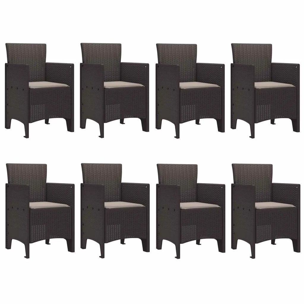 Set da Pranzo per Giardino 9 pcs Marrone Polipropilene