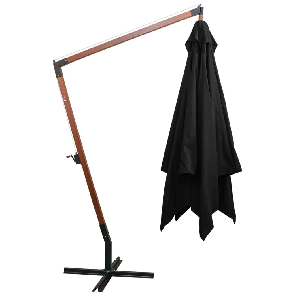 Ombrellone a sospensione con palo 3 x 3 m legno massello di abete nero 02_0008716