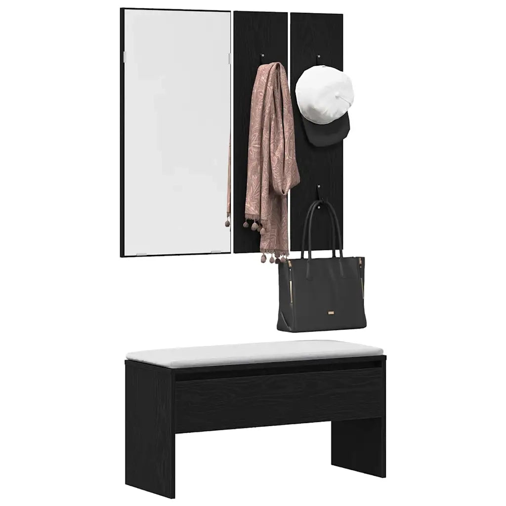 Set mobili da ingresso 4 pcs Rovere Nero Legno multistrato 862107