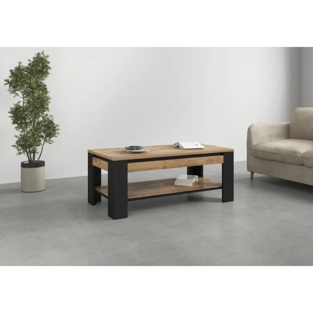 Table Bassa collezione MEUNIER – Rovere Samdal & nero opaco, 120×49×60 cm