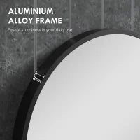 Specchio Bagno Ovale da Parete con Cornice in Alluminio, Verticale o Orizzontale, 60x90cm, Nero