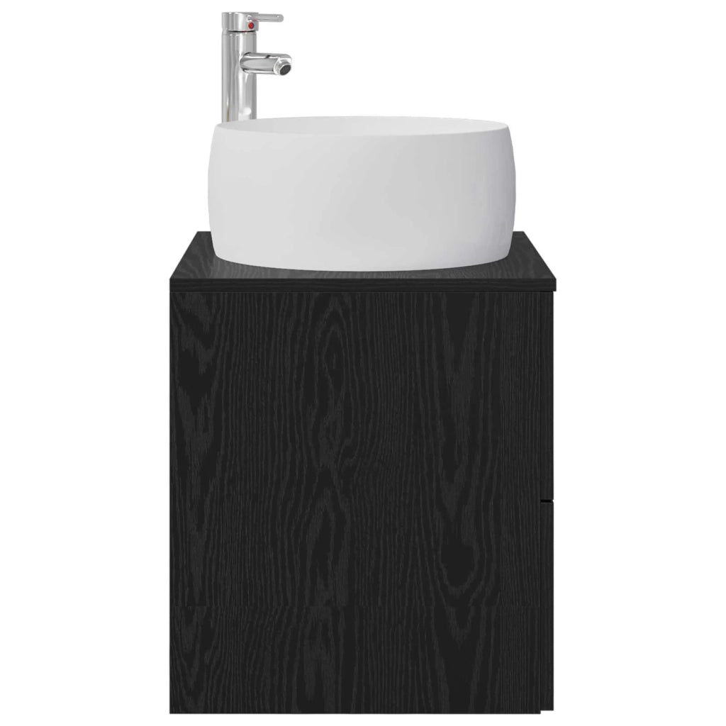 Mobile Lavabo da Parete Rovere Nero 49,5 x 44,5 x 66 cm 890311