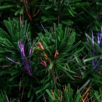 Albero di Natale Artificiale 150cm con Fibre Ottiche e 21 Luci LED, Decorazioni a Forma di Fiocco di Neve, Verde