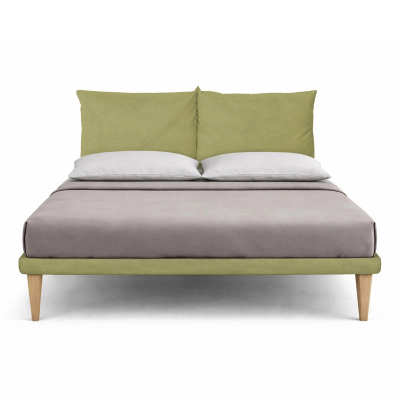 Letto imbottito Matrimoniale 160x200 cm Soft - Con rete,Microfibra,Tè verde