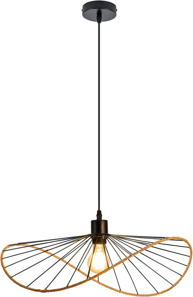 Lampada a sospensione ZMH vintage a 1 fiamma E27 nera per sala da pranzo lampadina non inclusa