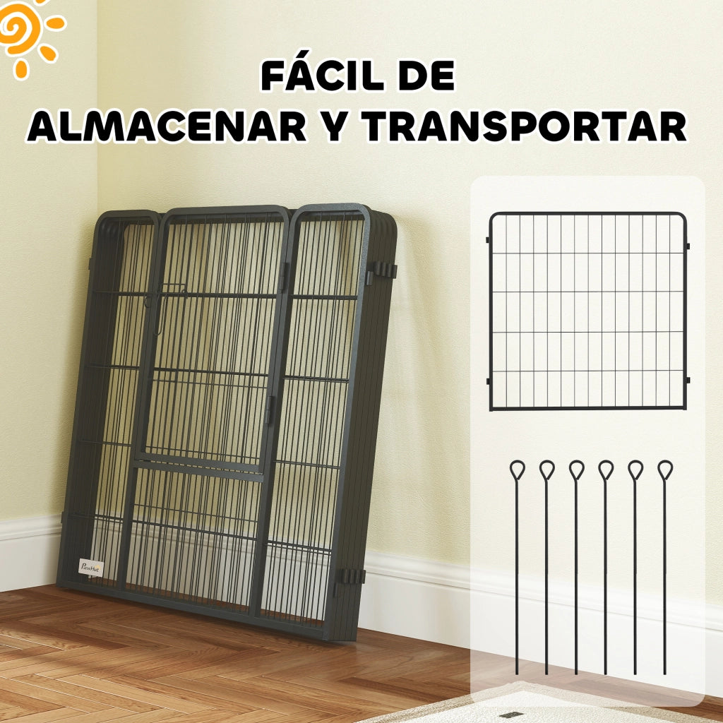 Recinto per Cani a 6 Pannelli ¨C zephmum ¨C Nero 80 cm Altura