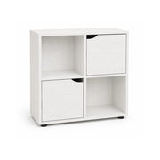 LIBRERIA CUBICA IN LEGNO BIANCO MODERNA CON 4 RIPIANI 2 CON ANTE DIMENSIONI 60X30X63 CM