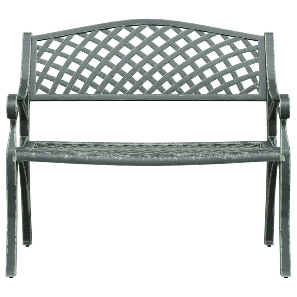 Panca da giardino mobili da esterno per patio terrazza 102 x 50 x 83 cm alluminio pressofuso verde 02_0011148