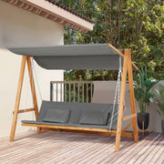 ALTALENA DA GIARDINO 3 POSTI CON LETTO 225,5x113x180 cm GRIGIO LEGNO MASSELLO