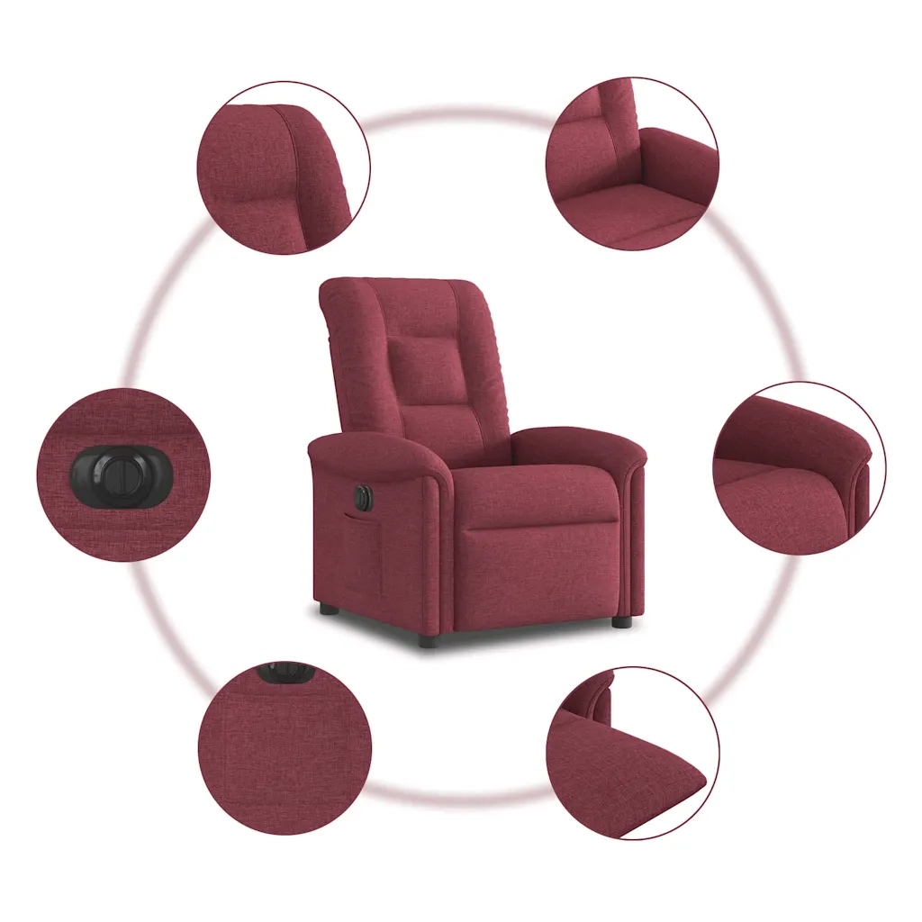 Poltrona | Sedia Relax Elettrica Reclinabile Rosso Vino in Tessuto