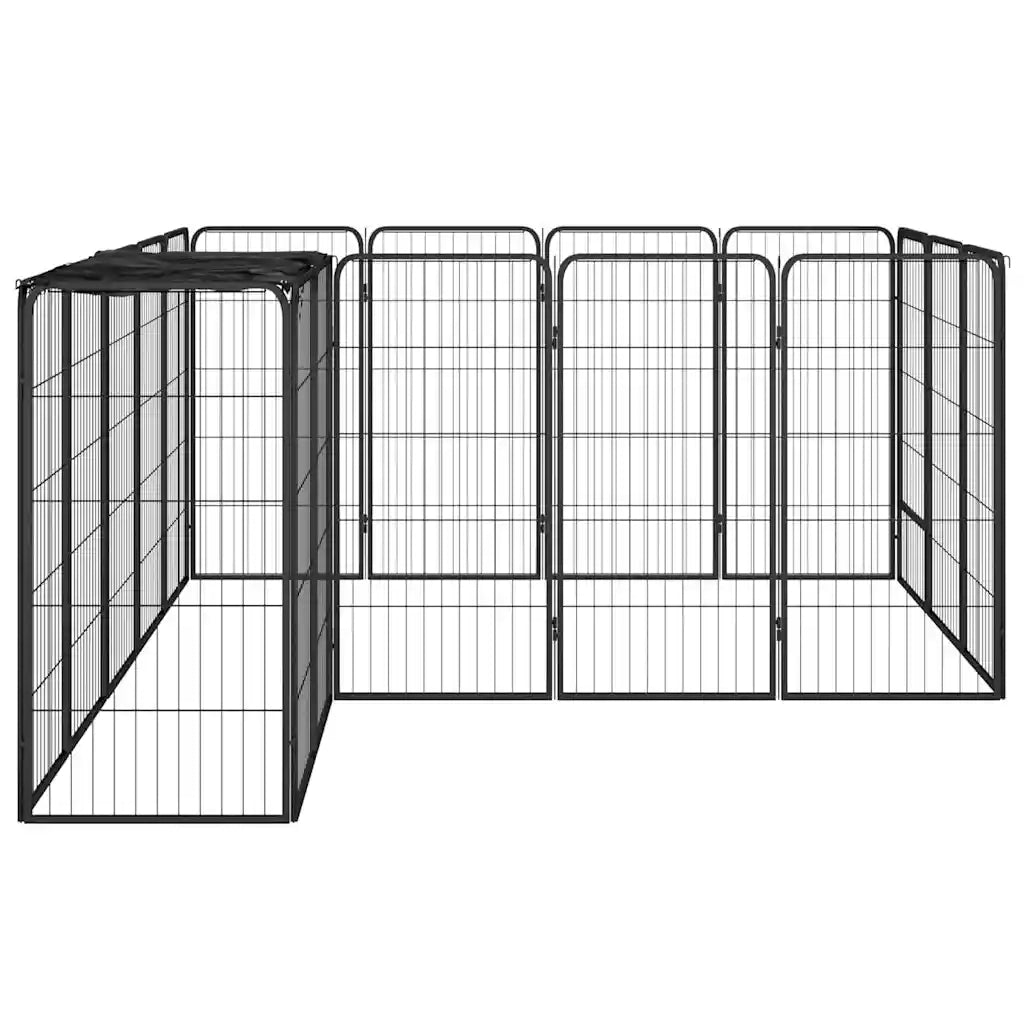 Box Cani 18 Pannelli Nero 50x100 cm Acciaio Verniciato Polvere 3115950