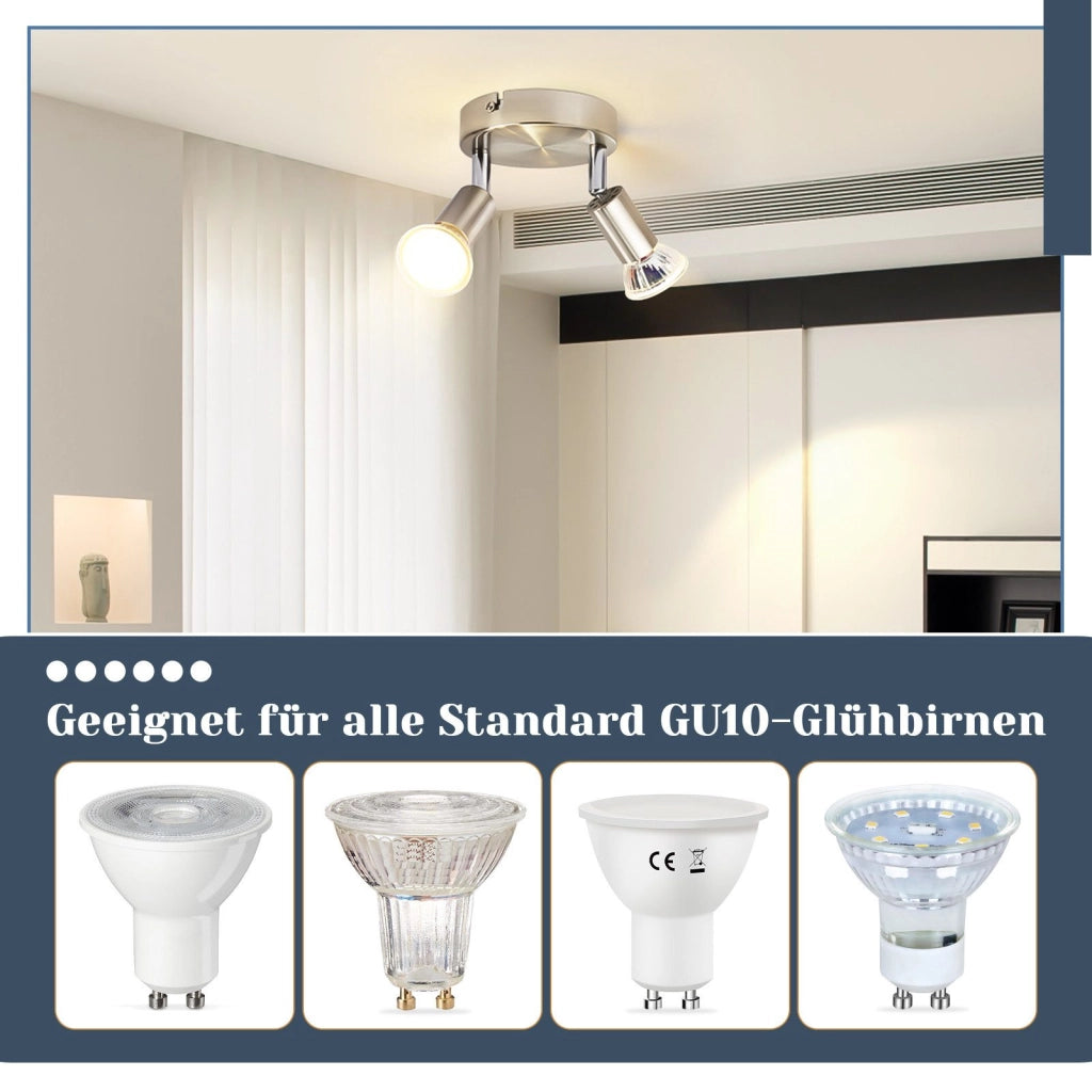 ZMH Faretto da soffitto cromati 2 luci GU10 moderni rotondi orientabili 350° per cucina soggiorno senza lampadina
