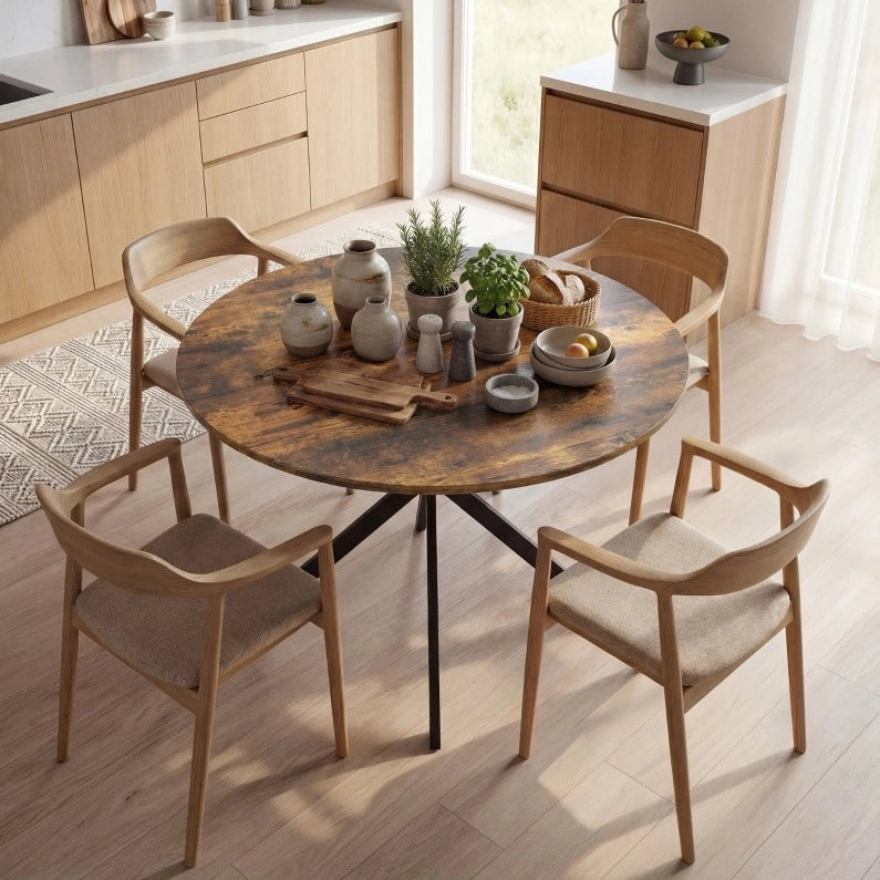 Tavolo da pranzo rotondo industriale Ø100 cm marrone rustico