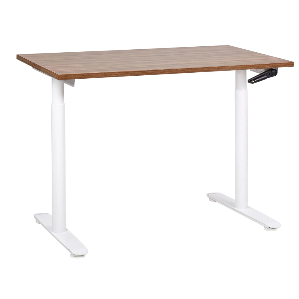 Scrivania regolabile in altezza manualmente legno scuro e bianco 120 x 72 cm Struttura in acciaio verniciato a polvere