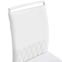 Set di 2 Sedie moderne per sala da pranzo, con schienale alto, in PU e tessuto, per Cucina e ufficio, Bianco