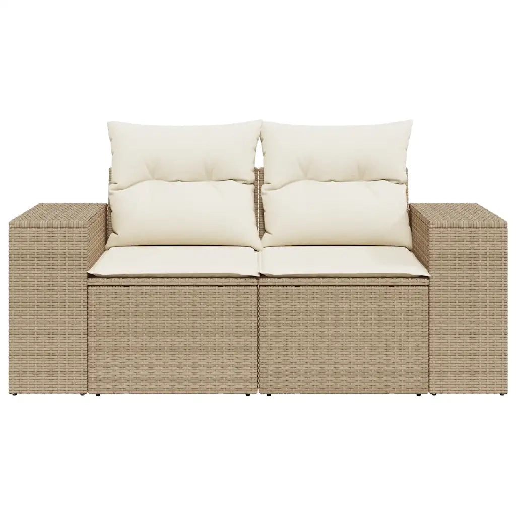 Divano da Giardino con Cuscini a 2 Posti Beige in Polyrattan 366081