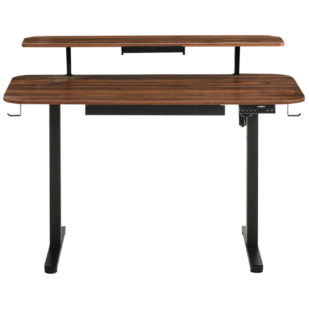 Scrivania elettrica regolabile Piano marrone Struttura e gambe in acciaio nero 120 x 60 Stand and Sit Home Office Stand and Sit Tappetino per mouse Design scandinavo moderno