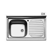 Lavello appoggio in acciaio inox 80 cm gocciolatoio DX  - Cromo