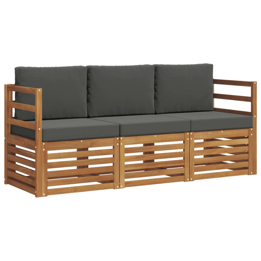 Set divani 3 pcs Naturale e Antracite Legno di Acacia Massello 3374272