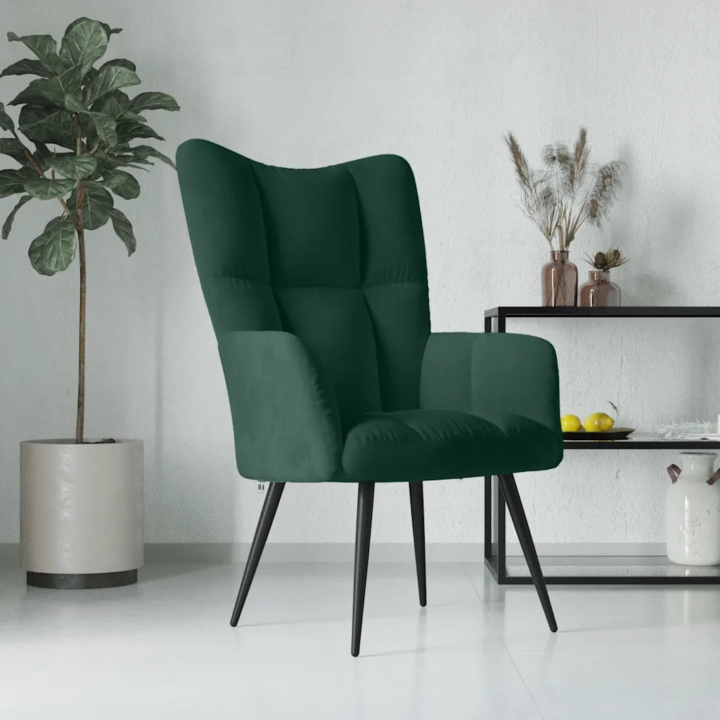 vidaXL Sedia Relax Verde Scuro in Velluto